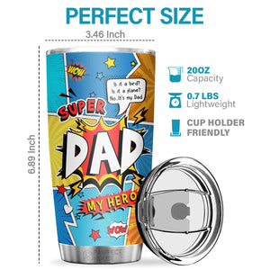 Super Papa, mon héros, papa numéro 1 : Valeurs nutritionnelles - Gobelet - À mon papa, cadeau pour papa, cadeau de la part de sa fille et de son fils, cadeau d'anniversaire pour papa