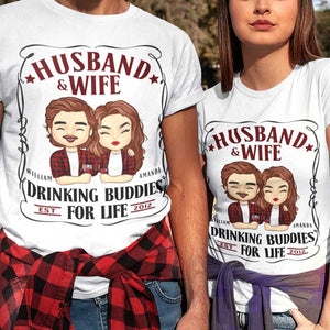 Mari et femme, amis de beuverie pour la vie - Cadeau pour couples, mari et femme - T-shirt unisexe personnalisé, sweat à capuche