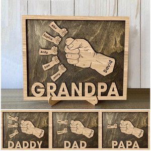 Grand-père, papa et enfants - Panneau personnalisé pour la fête des pères - Cadeau pour la fête des pères