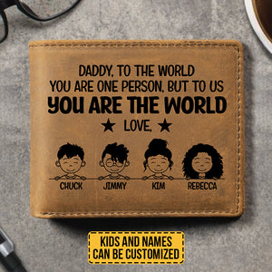 Pour nous, vous êtes le monde - Portefeuille à deux volets personnalisé - Cadeau pour papa, cadeau pour la fête des pères