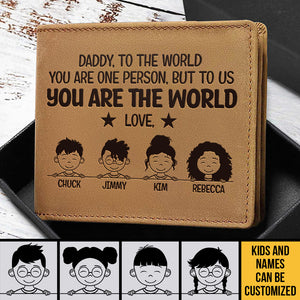 Pour nous, vous êtes le monde - Portefeuille à deux volets personnalisé - Cadeau pour papa, cadeau pour la fête des pères