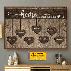 La maison est là où se trouve le cœur - Affiche horizontale personnalisée - Cadeau pour couple, mari et femme