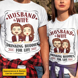 Mari et femme, amis de beuverie pour la vie - Cadeau pour couples, mari et femme - T-shirt unisexe personnalisé, sweat à capuche
