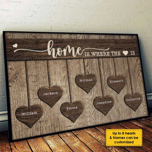 La maison est là où se trouve le cœur - Affiche horizontale personnalisée - Cadeau pour couple, mari et femme