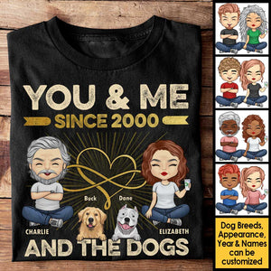 Toi, moi et les chiens - T-shirt unisexe personnalisé, sweat à capuche, sweat-shirt - Cadeau pour couple, mari, femme, anniversaire, fiançailles, mariage, cadeau de mariage
