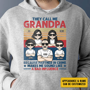 On m'appelle grand-père au lieu de partenaire de crime - T-shirt unisexe personnalisé, sweat à capuche - Cadeau pour papa