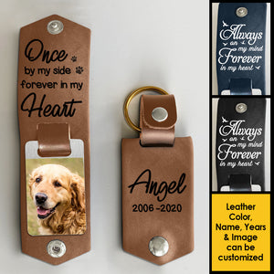 Une fois à mes côtés - Porte-clés personnalisé en cuir PU - Télécharger une image, cadeau commémoratif, cadeau de condoléances
