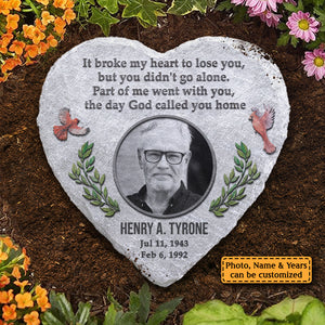 Une partie de moi est partie avec toi, le jour où Dieu t'a rappelé à lui - Pierre commémorative personnalisée, pierre tombale humaine - Télécharger une image, cadeau commémoratif, cadeau de condoléances