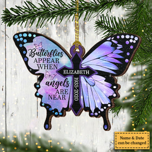 Des papillons apparaissent lorsque les anges sont proches - Décoration de Noël en bois personnalisée en forme de papillon