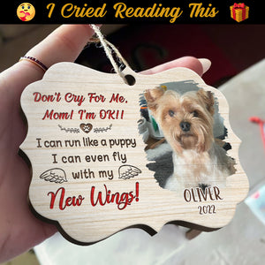 Ne pleure pas pour moi ! Téléchargez une photo d'animal de compagnie ! Décoration de Noël en bois personnalisée en forme de Benelux.