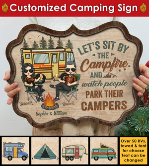 Camping Partners For Life - Husband & Wife - Gift For Camping Couples, Personalized Shaped Door Sign.