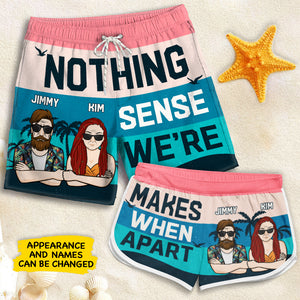 Rien n'a de sens - Short de plage personnalisé pour couple - Cadeau pour couple, mari et femme