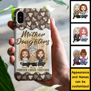 Mère et filles liées à jamais - Cadeau pour maman, coque de téléphone personnalisée