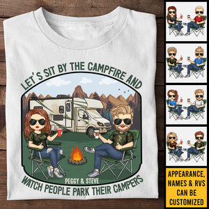 Let's Sit By The Campfire - Personalized Unisex T-shirt, Hoodie, Sweatshirt - Gift For Couple, Husband Wife, Anniversary, Engagement, Wedding, Marriage, Camping Gift