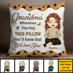 Chaque fois que vous serrez cet oreiller dans vos bras, vous saurez que nous vous aimons - Cadeau pour grand-mère, oreiller personnalisé (insert inclus)