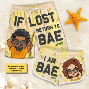 Si tu es perdu, reviens voir mon chéri ! Short de plage personnalisé pour couple ! Cadeau pour couple, mari et femme