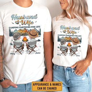 Partenaires de camping pour la vie - T-shirt unisexe personnalisé, sweat à capuche, sweat-shirt - Cadeau pour couple, mari et femme, anniversaire, fiançailles, mariage, mariage, cadeau de camping