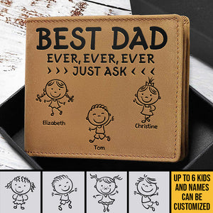 Le meilleur papa du monde ! Demandez-lui ! Portefeuille à deux volets personnalisé ! Cadeau pour papa