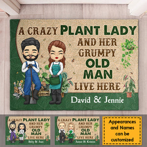 Une folle aux plantes - Tapis décoratif personnalisé - Cadeau pour couple, mari et femme