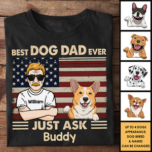 Meilleur papa de chien de tous les temps Just Ask Dogs - Cadeau pour papa de chien - T-shirt unisexe personnalisé, sweat à capuche