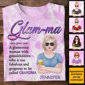 Glam-ma A Glamorous Woman With Grandchildren - Gift For Mom, Grandma - Personalized Unisex All-Over Printed T-Shirt