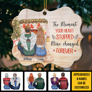 Half Of My Heart Is In Heaven With My Angel - Missing You Always - Gift For Couples, Personalized Shaped Ornament.