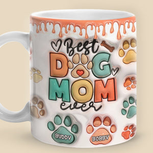 Meilleur papa et maman chien de tous les temps ! Mug personnalisé avec effet gonflable 3D pour chien et chat ! Cadeau de Noël pour les propriétaires et les amoureux des animaux.