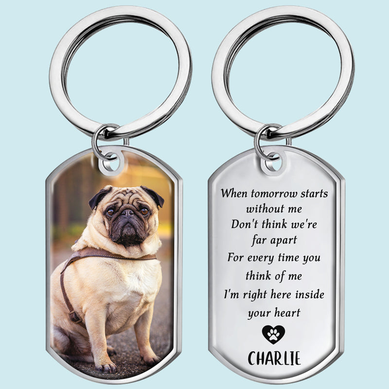 Porte-clés photo personnalisé « Forever My Furry Angel » - Cadeau de condoléances pour les propriétaires et les amoureux des animaux