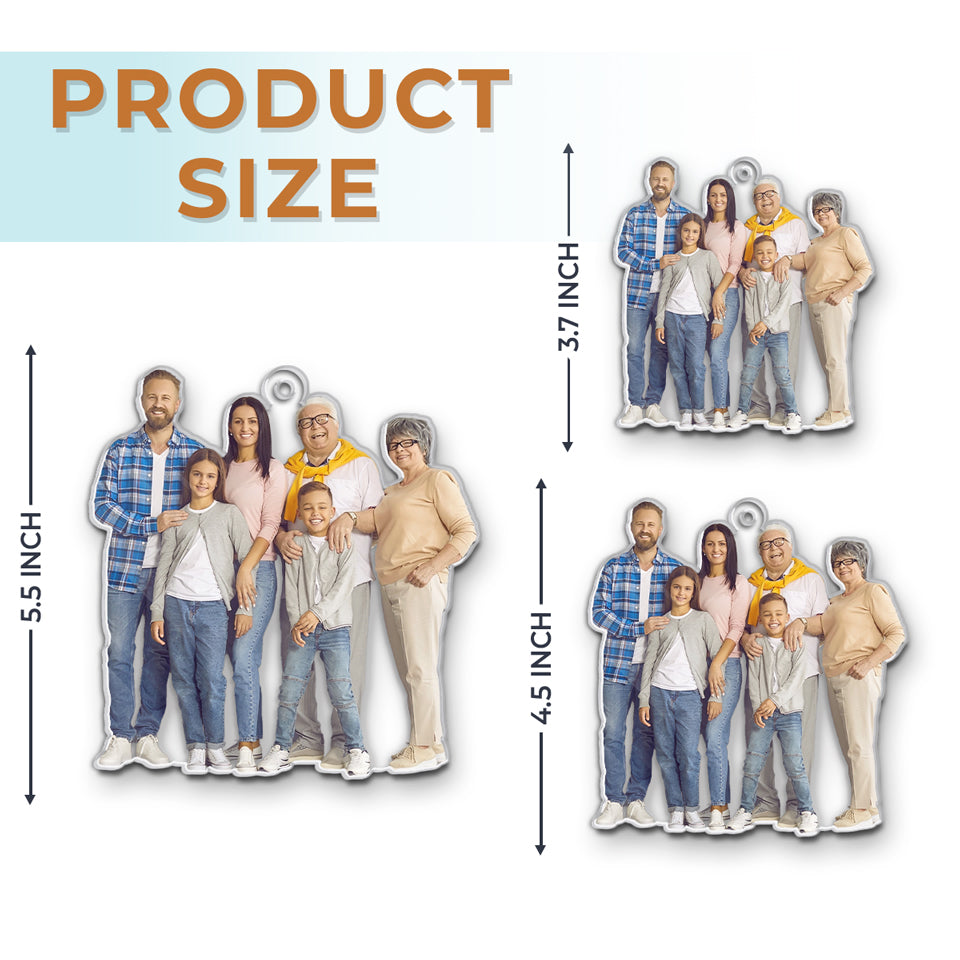 Photo personnalisée « Il n'y a pas d'endroit comme la maison » - Ornement personnalisé familial personnalisé - Forme personnalisée en acrylique - Cadeau de Noël pour les membres de la famille