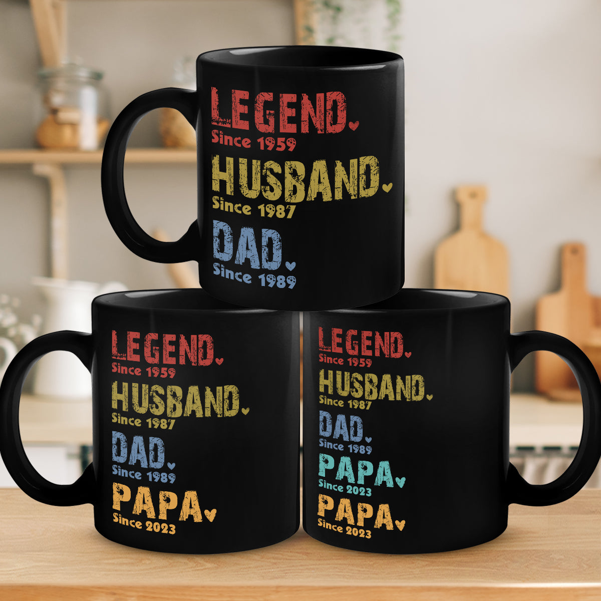 Comme un papa, mais plus accroupi - Tasse noire personnalisée pour la famille - Cadeau d'anniversaire pour papa