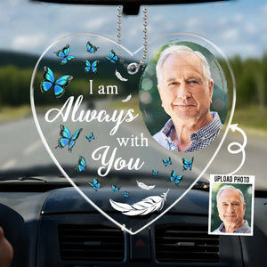 Photo personnalisée « Je ne conduis jamais seul » - Décoration de voiture personnalisée en acrylique - Cadeau de condoléances pour les membres de la famille