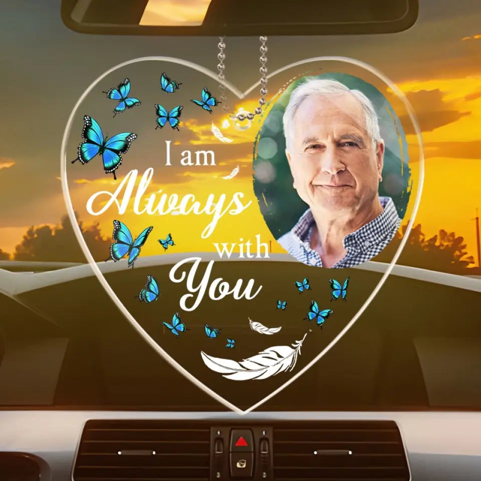 Photo personnalisée « Je ne conduis jamais seul » - Décoration de voiture personnalisée en acrylique - Cadeau de condoléances pour les membres de la famille