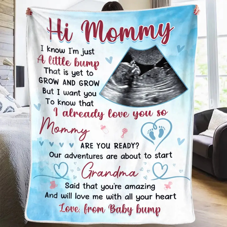 Couverture personnalisée avec photo « Nos aventures sont sur le point de commencer » - Cadeau de naissance, cadeau pour la première maman