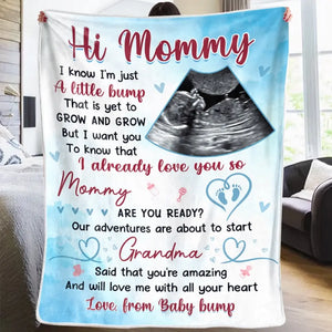Couverture personnalisée avec photo « Nos aventures sont sur le point de commencer » - Cadeau de naissance, cadeau pour la première maman