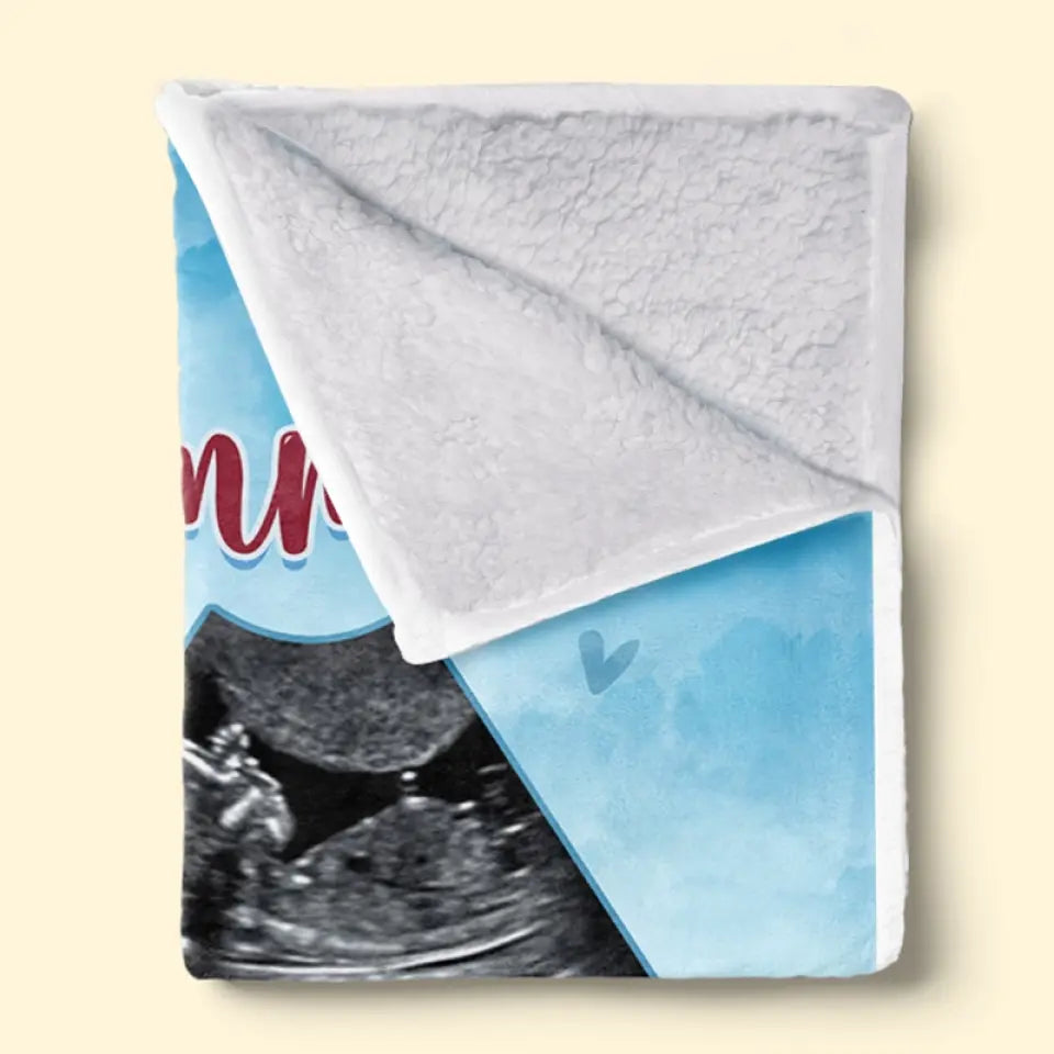 Couverture personnalisée avec photo « Nos aventures sont sur le point de commencer » - Cadeau de naissance, cadeau pour la première maman