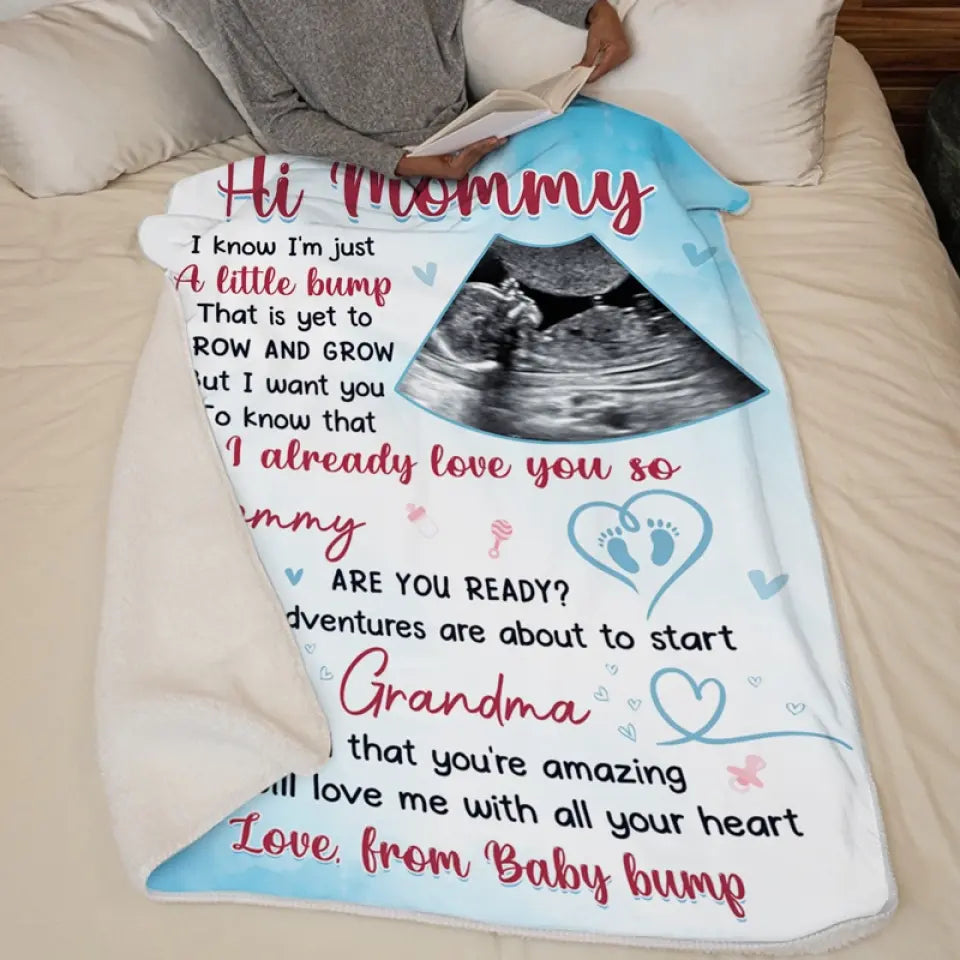 Couverture personnalisée avec photo « Nos aventures sont sur le point de commencer » - Cadeau de naissance, cadeau pour la première maman