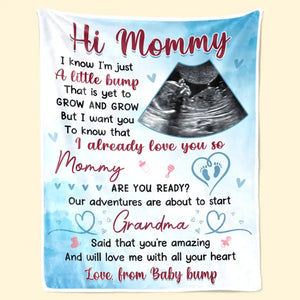 Couverture personnalisée avec photo « Nos aventures sont sur le point de commencer » - Cadeau de naissance, cadeau pour la première maman