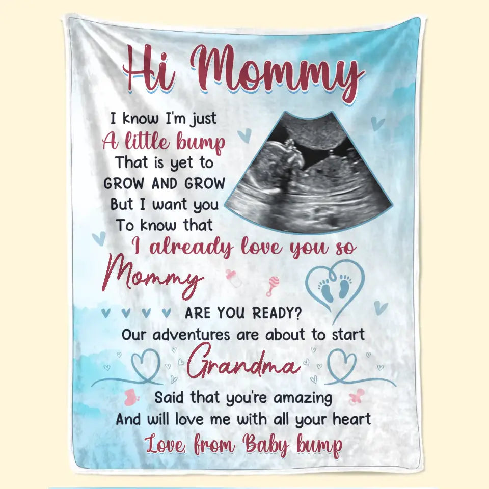 Couverture personnalisée avec photo « Nos aventures sont sur le point de commencer » - Cadeau de naissance, cadeau pour la première maman