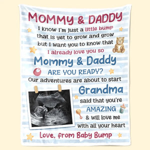 Couverture personnalisée avec photo « Maman, papa, es-tu prêt » ? Cadeau de naissance, cadeau pour la première maman, le premier papa.