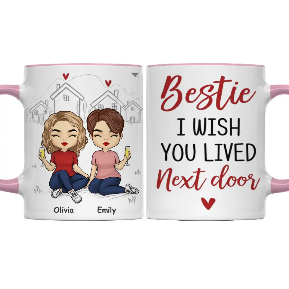 J'aimerais que tu vives plus près - Tasse personnalisée avec accents personnalisés - Cadeau pour meilleures amies, meilleures amies, sœurs