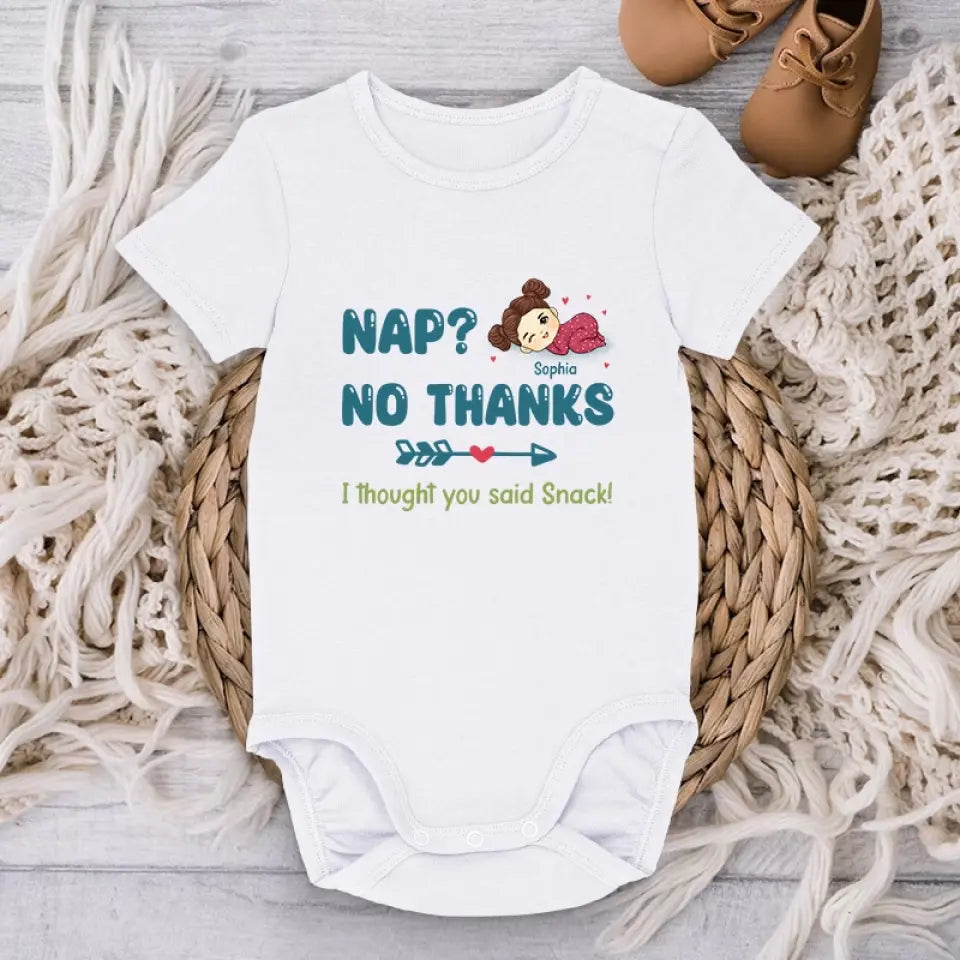 Sieste, non merci - Body bébé personnalisé pour la famille - Cadeau de fête des mères, de baby shower, pour la première maman
