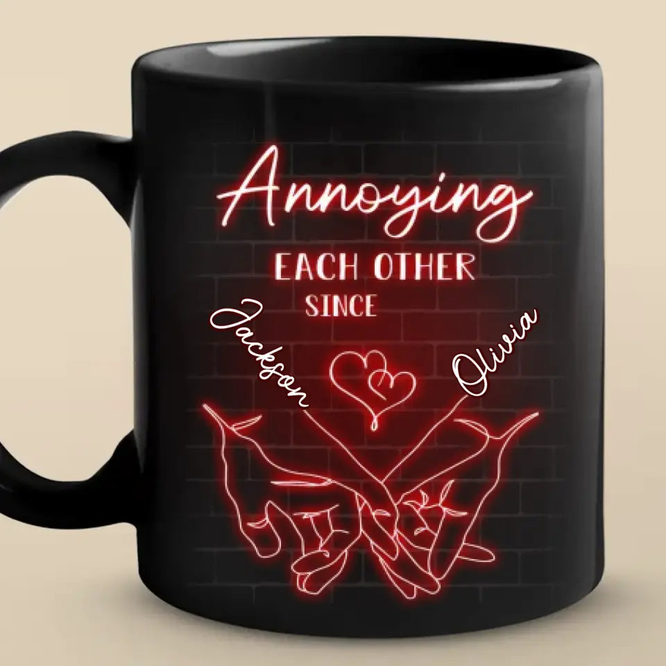 Tasse noire personnalisée « S'agacer mutuellement pour toujours » pour couple – Cadeau pour mari et femme, anniversaire