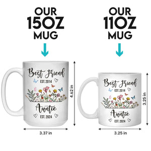 De meilleure amie à tante - Mug personnalisé pour meilleure amie - Cadeau pour meilleures amies, meilleures amies, sœurs