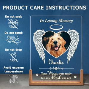 Photo personnalisée « Brille dans mon cœur » – Veilleuse LED 3D en noyer personnalisée en forme de mémorial – Cadeau de condoléances pour les propriétaires et les amoureux des animaux