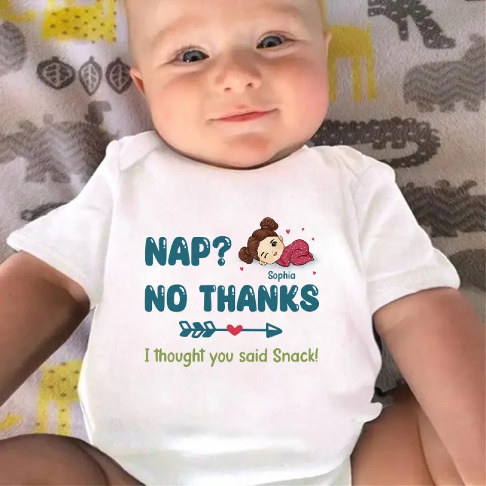 Sieste, non merci - Body bébé personnalisé pour la famille - Cadeau de fête des mères, de baby shower, pour la première maman