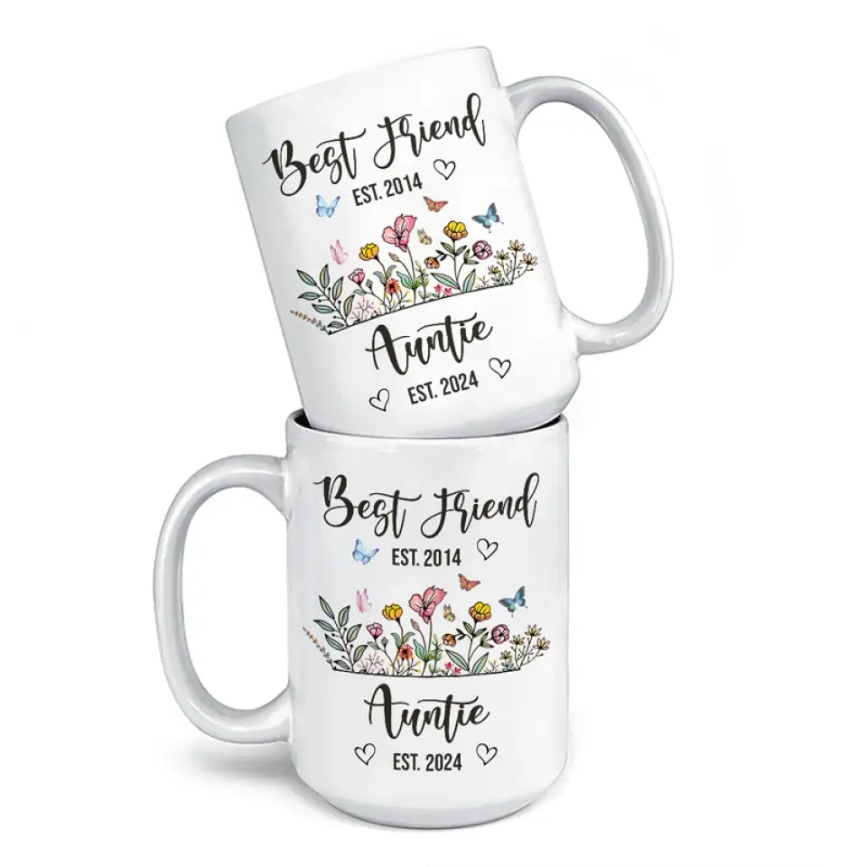 De meilleure amie à tante - Mug personnalisé pour meilleure amie - Cadeau pour meilleures amies, meilleures amies, sœurs