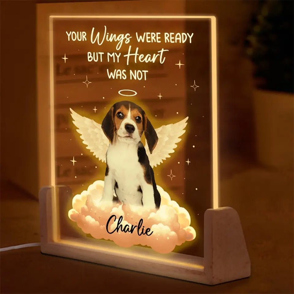 Photo personnalisée que vous avez laissée sur mon cœur – Veilleuse LED 3D en noyer personnalisée en forme de cœur – Cadeau de condoléances pour les propriétaires et les amoureux des animaux