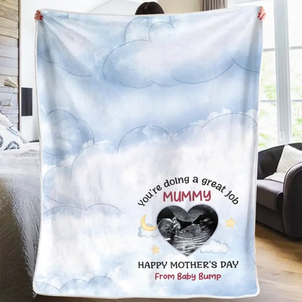Couverture personnalisée avec photo « Bienvenue au monde, mon petit » - Cadeau de naissance, cadeau pour la première maman