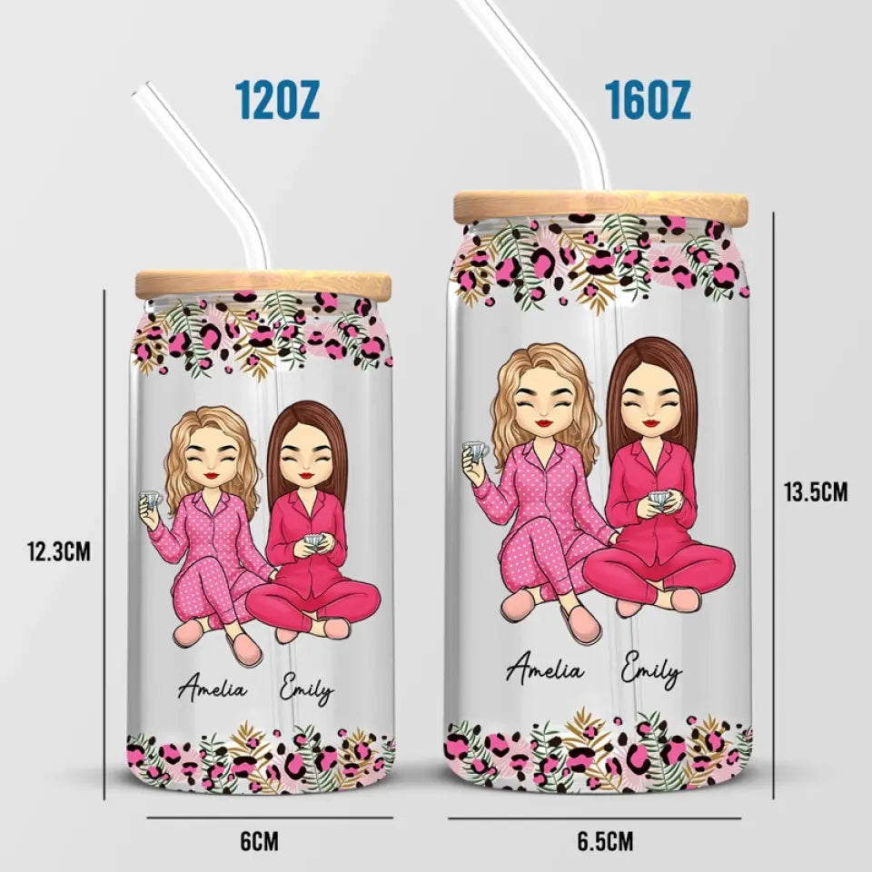 Les vrais amis sont de grandes richesses - Tasse en verre personnalisée Bestie, tasse à café glacé - Cadeau pour meilleures amies, meilleures amies, sœurs
