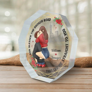 De notre premier baiser jusqu'à notre dernier souffle - Plaque acrylique personnalisée en forme de nonagone pour couple - Cadeau pour mari et femme, anniversaire